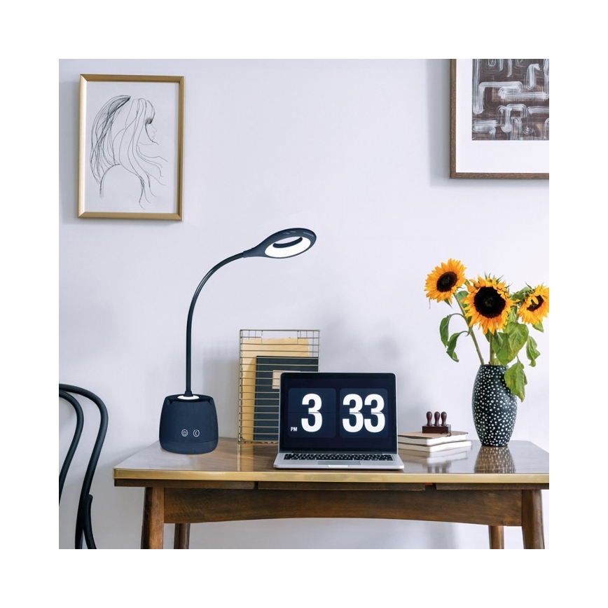 Candeeiro de mesa LED flexível com regulação LUSIA LED/5W/5V 3000/4000K 1200 mAh preto