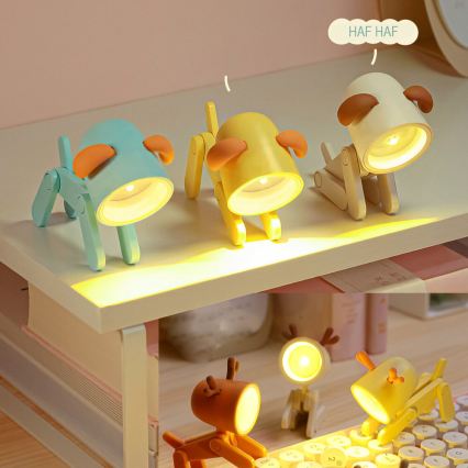 Candeeiro de mesa LED LED/0,06W/3xLR41 cão branco
