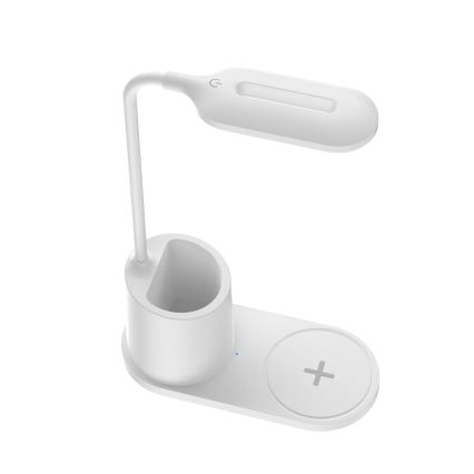 Candeeiro de mesa LED LED/3W/5V com carregamento sem fios branco