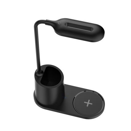 Candeeiro de mesa LED LED/3W/5V com carregamento sem fios preto