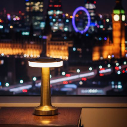 Lâmpada de mesa LED recarregável e dimerizável LONDON LED/2W/5V 2700K/4000K/6500K 400 mAh dourada