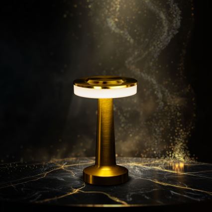 Lâmpada de mesa LED recarregável e dimerizável LONDON LED/2W/5V 2700K/4000K/6500K 400 mAh dourada