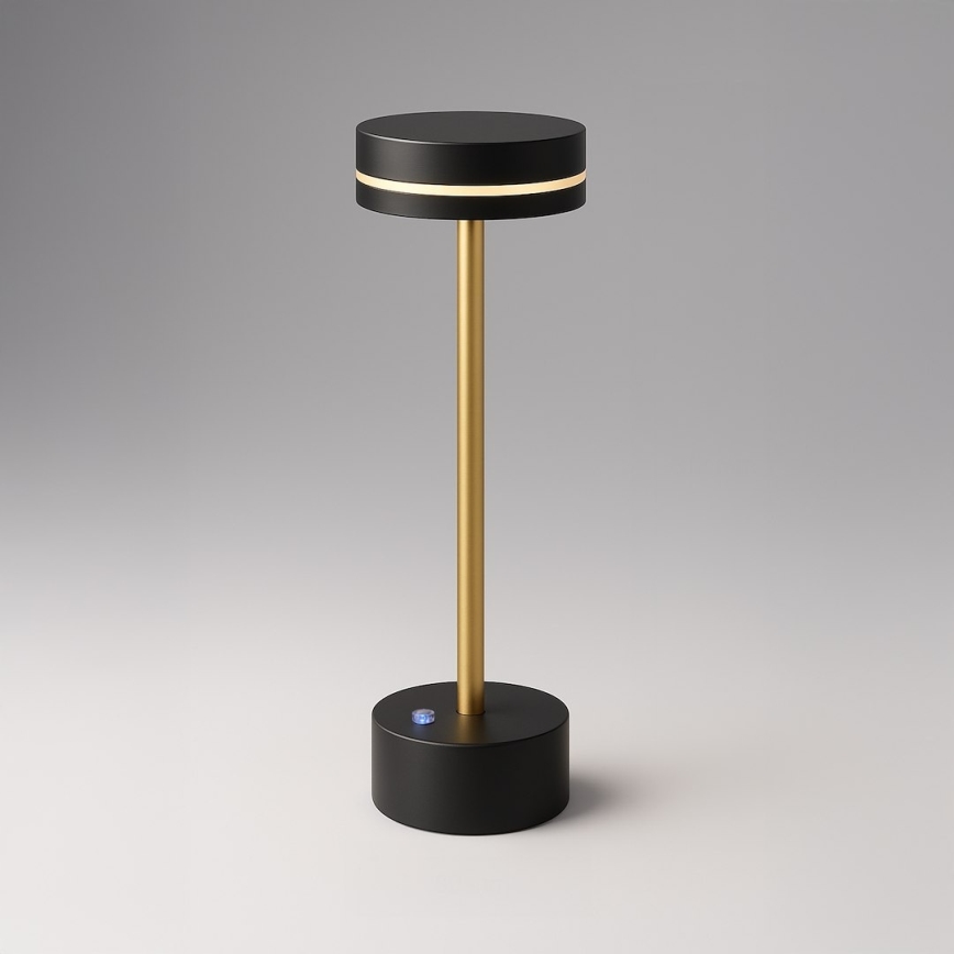 Candeeiro de mesa LED recarregável e regulável SAM LED/5W/5V 3600 mAh preto/dourado