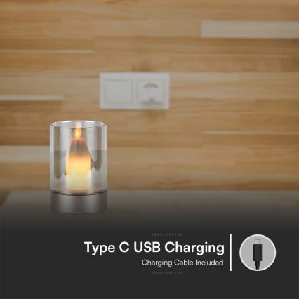 Candeeiro de mesa recarregável LED/2W/5V 3000K 2400 mAh cobre