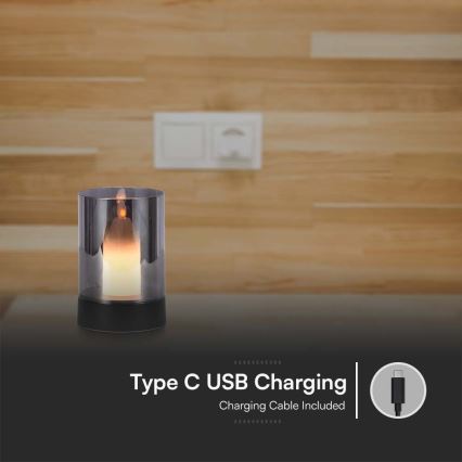 Candeeiro de mesa recarregável LED/2W/5V 3000K 2400 mAh preto