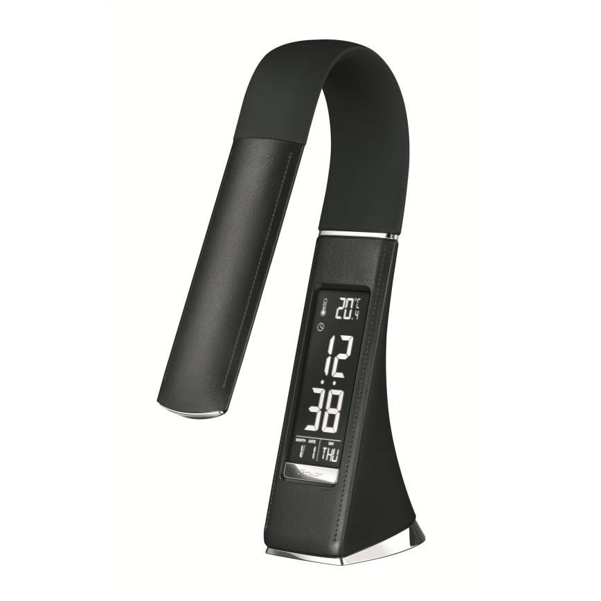 Candeeiro de mesa LED tátil dimerizável com ecrã LED/10W/5V preto