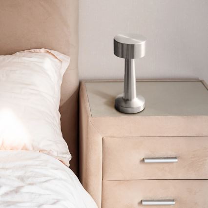 LED Lâmpada de mesa tátil dimerizável SIMPLY LED/5V 2700/4000/6500K 800 mAh cromado brilhante