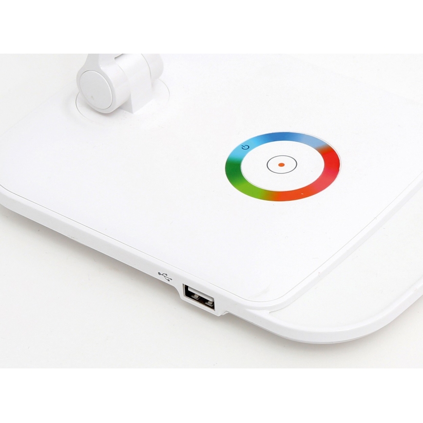 Candeeiro de mesa LED RGB com regulação de toque LED/18W/230V + USB