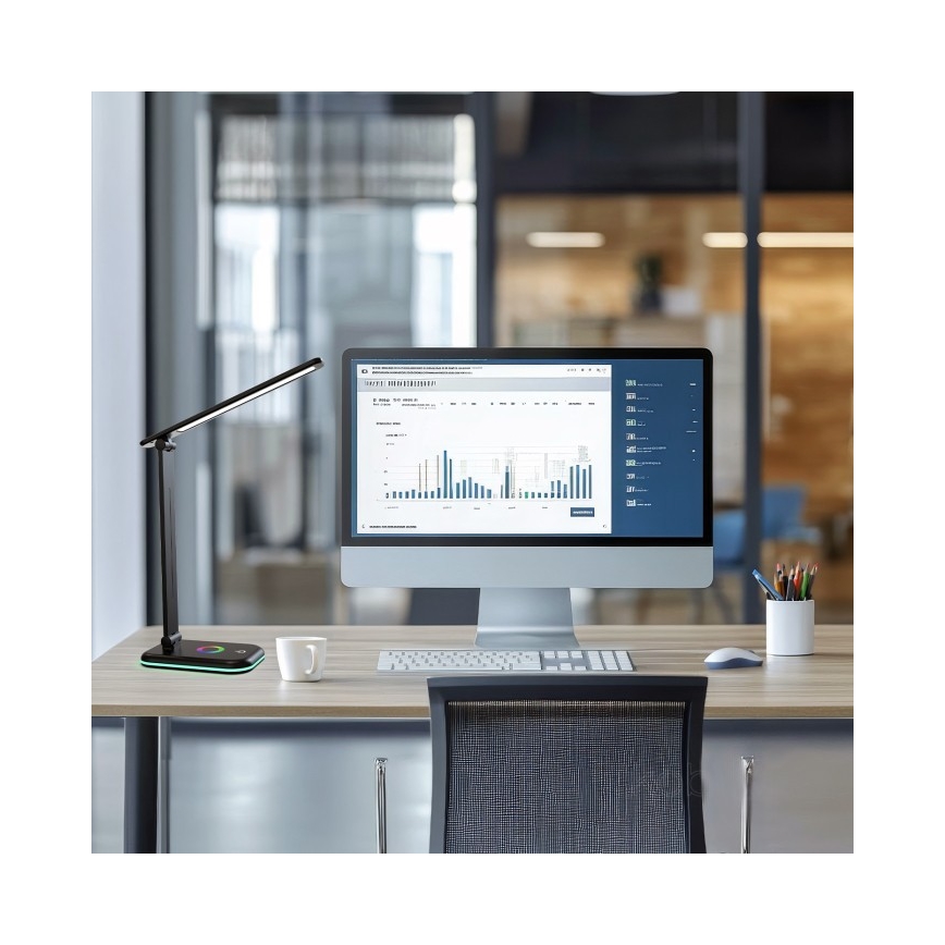 Candeeiro de mesa LED RGBW com regulação NOBLITE LED/7W/5V 3000/4000/6500K preto