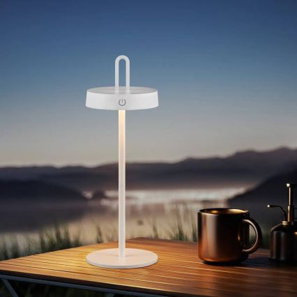 Candeeiro de mesa tátil recarregável regulável para exterior LED SHINE LED/1,5W/3,7V 3000 mAh IP44 branco