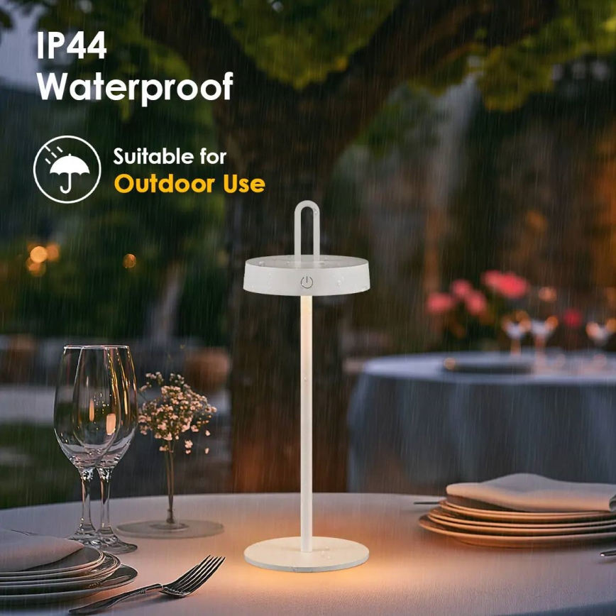 Candeeiro de mesa tátil recarregável regulável para exterior LED SHINE LED/1,5W/3,7V 3000 mAh IP44 branco