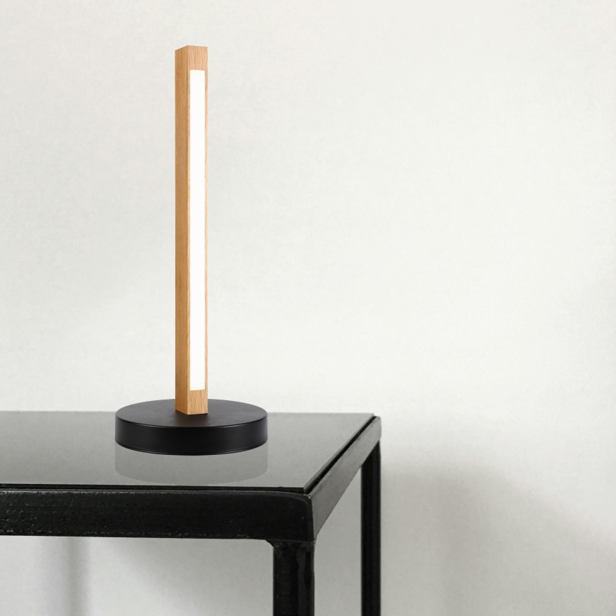 Candeeiro de mesa LED VERDE LED/10W/230V 3000K carvalho/preto