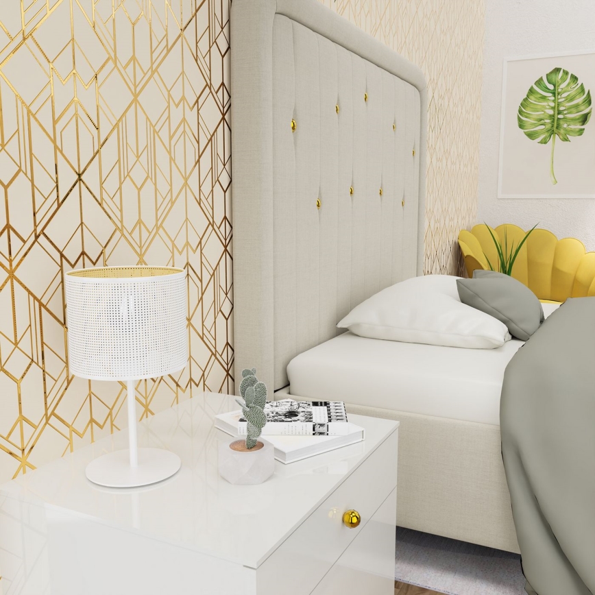 Candeeiro de mesa LOFT SHADE 1xE27/60W/230V diâmetro 18 cm branco/dourado