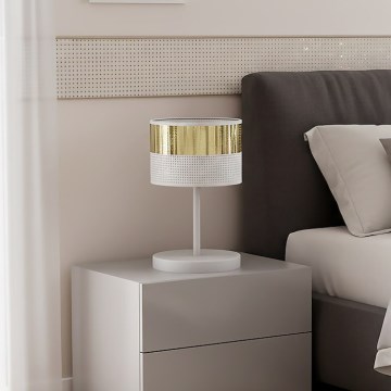 Candeeiro de mesa LUX 1xE27/15W/230V branco/dourado