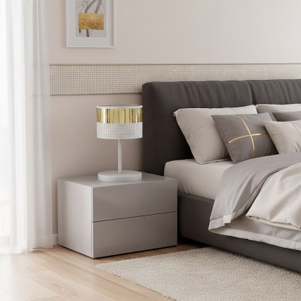 Candeeiro de mesa LUX 1xE27/15W/230V branco/dourado