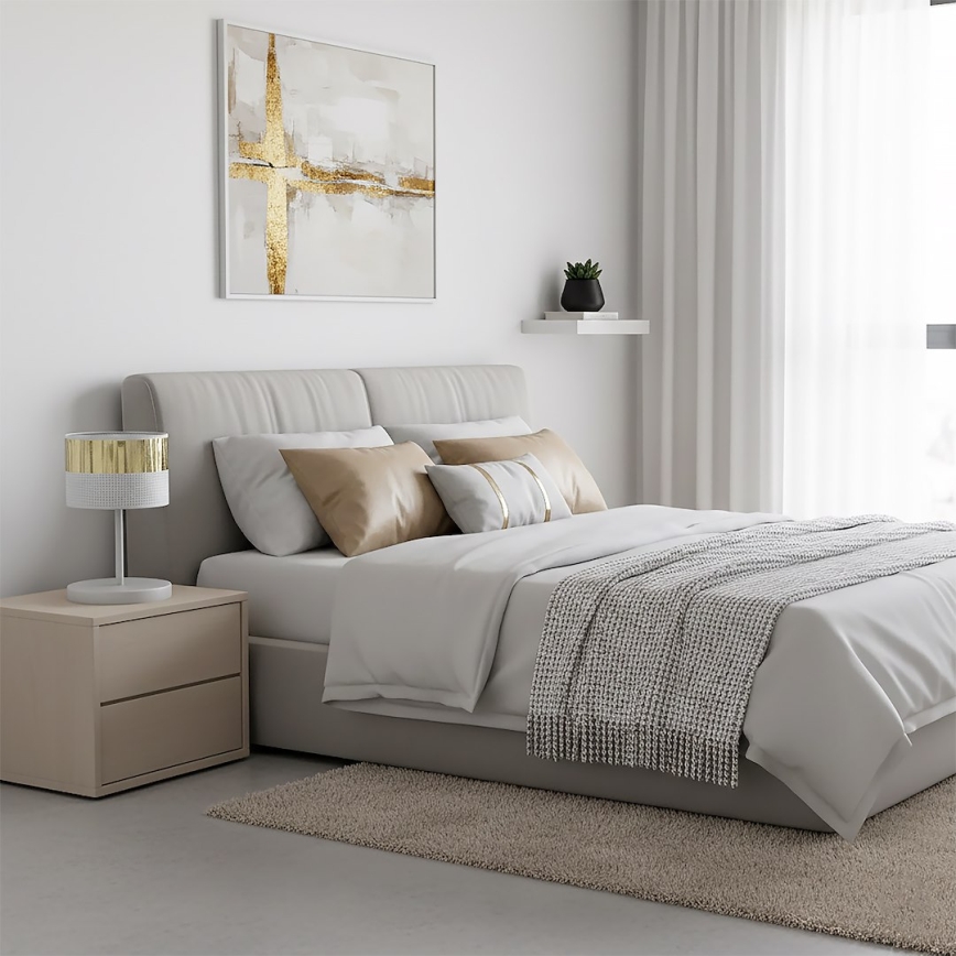 Candeeiro de mesa LUX 1xE27/15W/230V branco/dourado