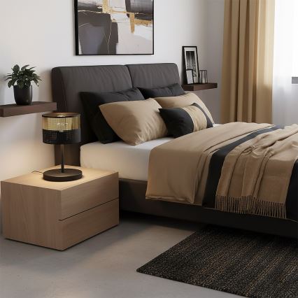 Candeeiro de mesa LUX 1xE27/15W/230V preto/dourado