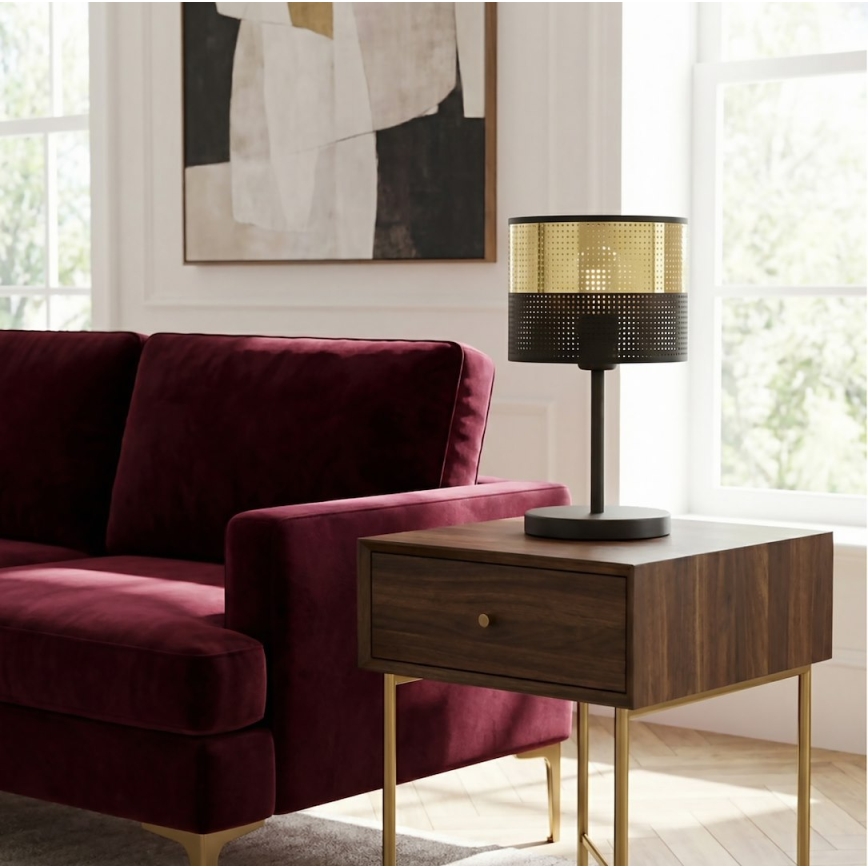 Candeeiro de mesa LUX 1xE27/15W/230V preto/dourado