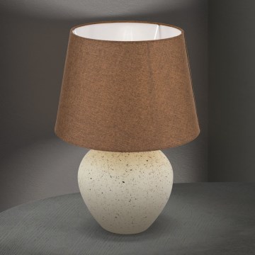 Candeeiro de mesa MASAI 1xE27/40W/230V cerâmica castanho/bege