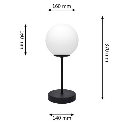 Candeeiro de mesa MOON 1xE27/15W/230V preto