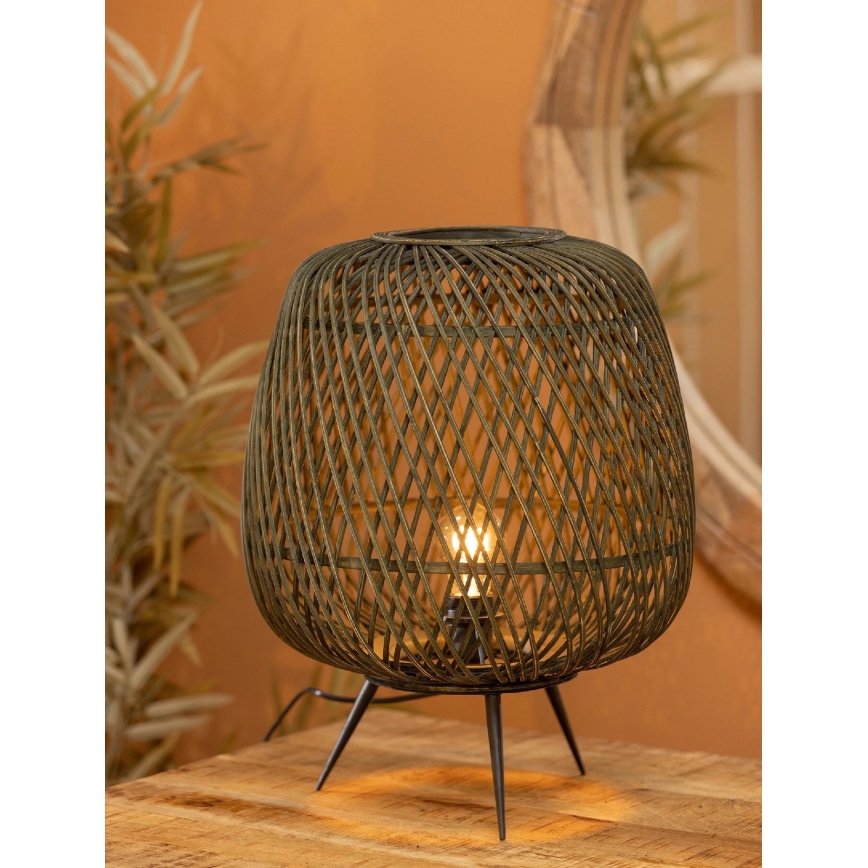 Candeeiro de mesa MOZA 1xE27/60W/230V bambu verde