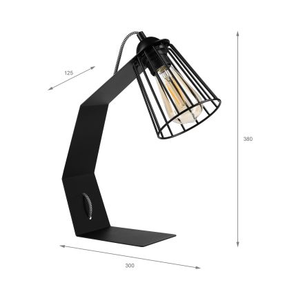 Candeeiro de mesa NANDO 1xE27/15W/230V preto