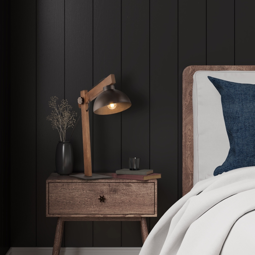 Candeeiro de mesa OSLO 1xE27/15W/230V nogueira/castanho