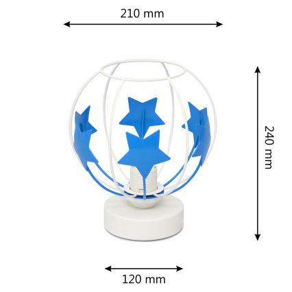 Candeeiro de mesa para crianças STARS 1xE27/15W/230V azul/branco