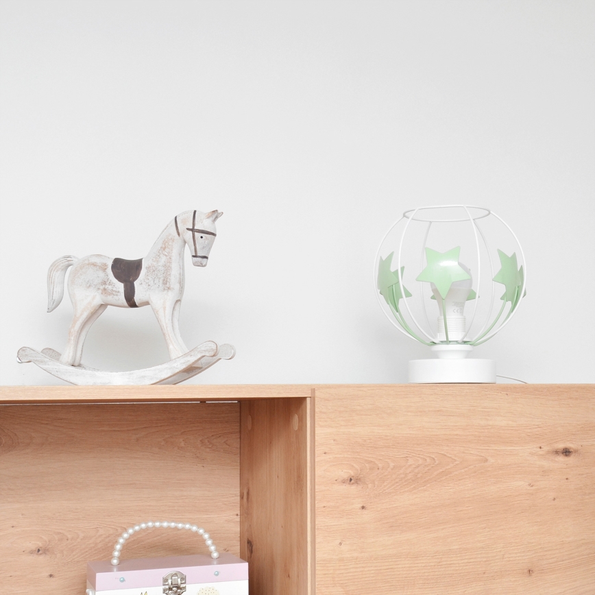 Candeeiro de mesa para crianças STARS 1xE27/15W/230V verde/branco