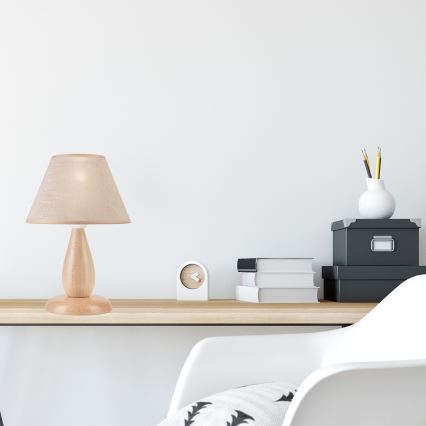 Candeeiro de mesa PERA 1xE27/60W/230V bege/faia