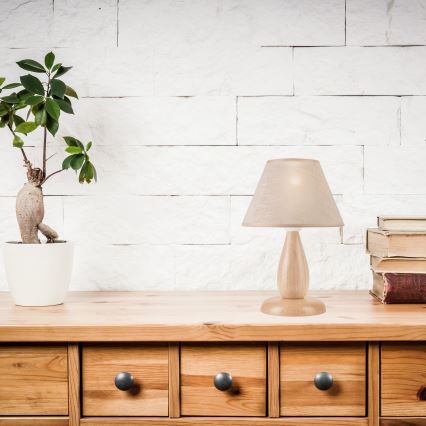 Candeeiro de mesa PERA 1xE27/60W/230V bege/faia