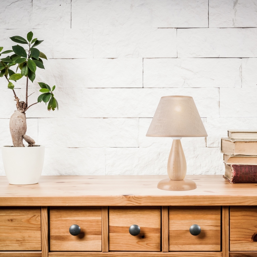 Candeeiro de mesa PERA 1xE27/60W/230V bege/faia