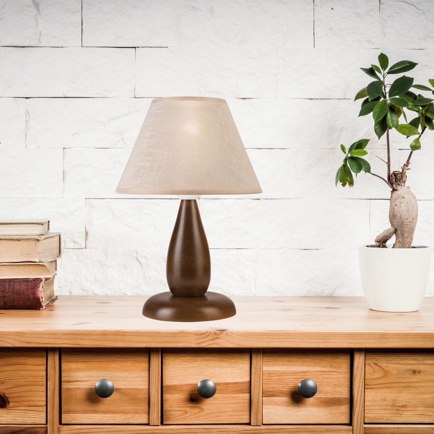 Candeeiro de mesa PERA 1xE27/60W/230V castanho escuro/faia