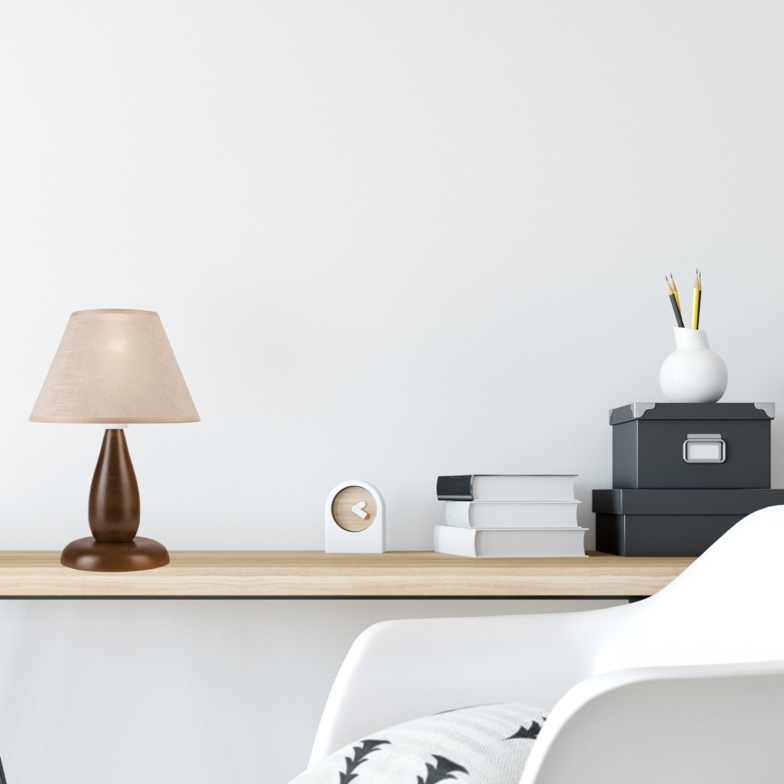 Candeeiro de mesa PERA 1xE27/60W/230V castanho escuro/faia