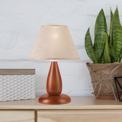 Candeeiro de mesa PERA 1xE27/60W/230V castanho/faia