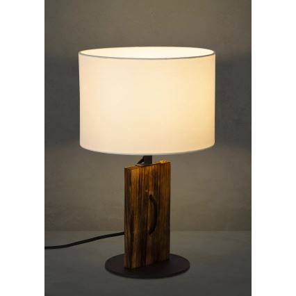 Candeeiro de mesa PINUS 1xE27/40W/230V branco/madeira