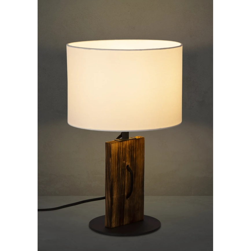 Candeeiro de mesa PINUS 1xE27/40W/230V branco/madeira