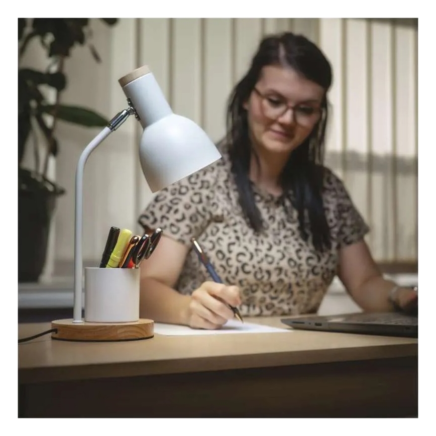 Candeeiro de mesa POPPY 1xE27/25W/230V branco