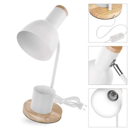 Candeeiro de mesa POPPY 1xE27/25W/230V branco