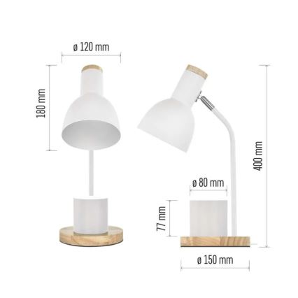 Candeeiro de mesa POPPY 1xE27/25W/230V branco