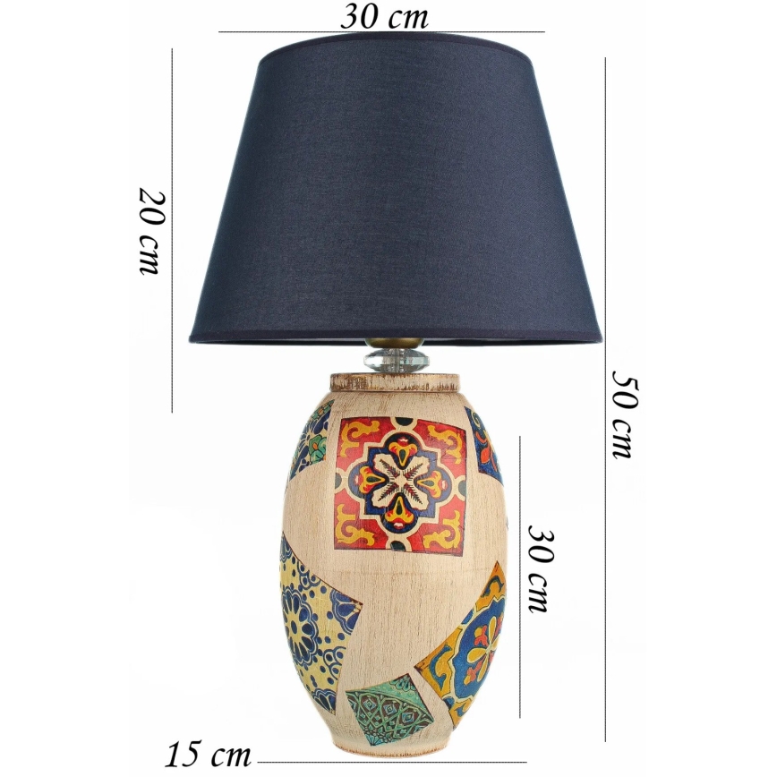 Candeeiro de mesa RAMZES 1xE27/40W/230V azul/bege