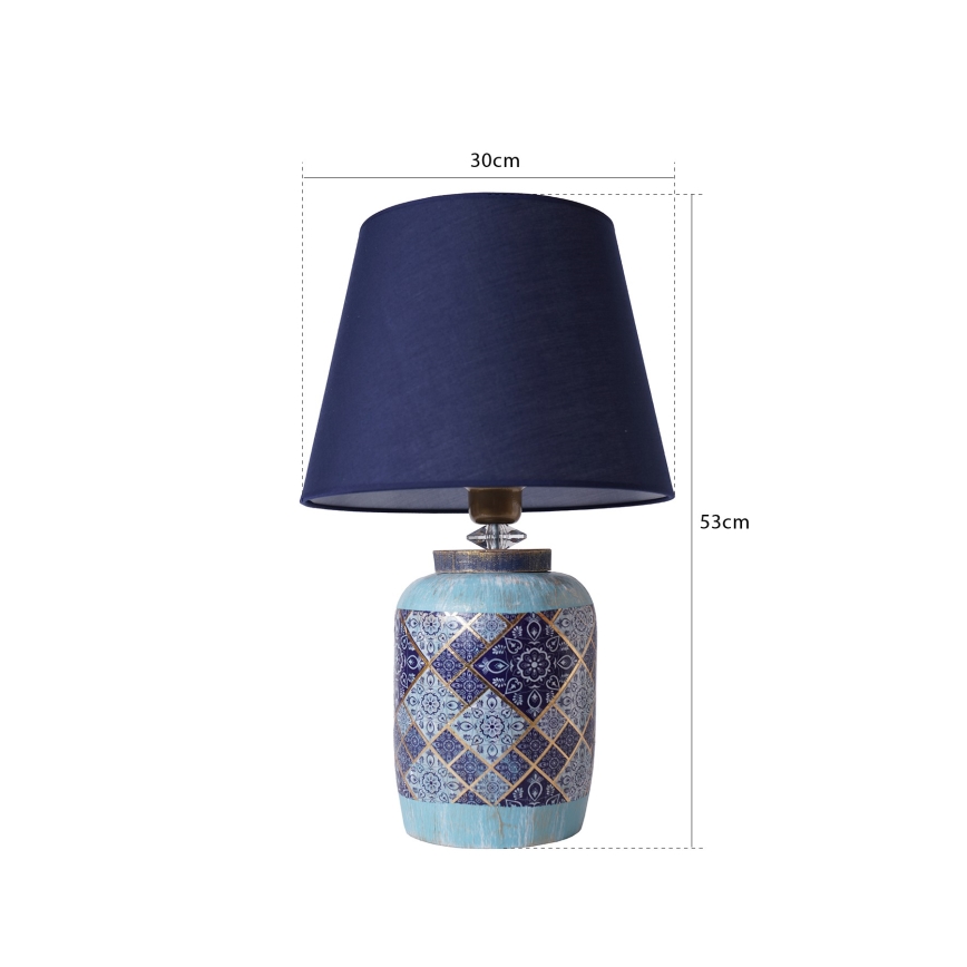 Candeeiro de mesa RAMZES 1xE27/40W/230V azul