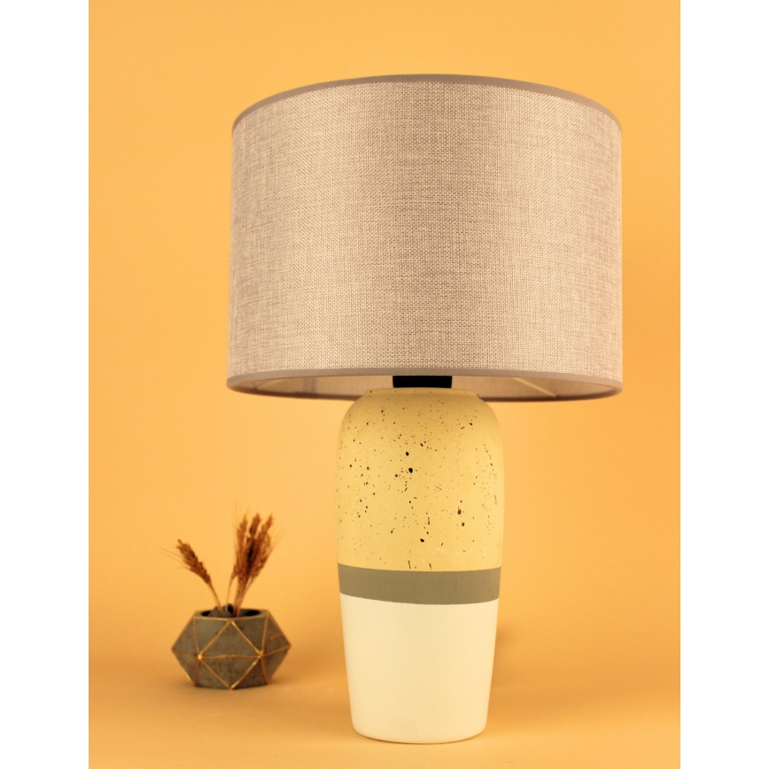 Candeeiro de mesa RAMZES 1xE27/40W/230V bege/amarelo