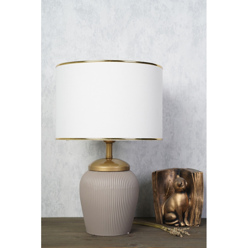 Candeeiro de mesa RAMZES 1xE27/40W/230V branco/bege