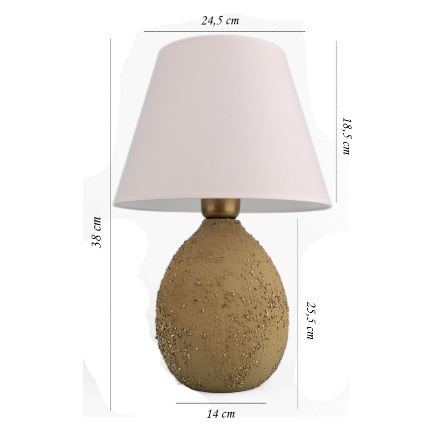 Candeeiro de mesa RAMZES 1xE27/40W/230V branco/castanho