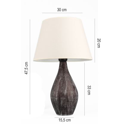 Candeeiro de mesa RAMZES 1xE27/40W/230V branco/castanho