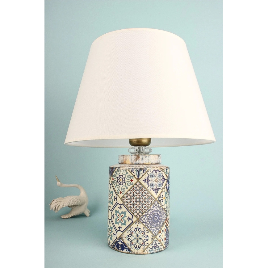 Candeeiro de mesa RAMZES 1xE27/40W/230V branco/cinzento