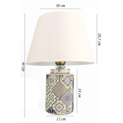 Candeeiro de mesa RAMZES 1xE27/40W/230V branco/cinzento