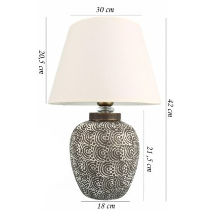 Candeeiro de mesa RAMZES 1xE27/40W/230V branco/cinzento