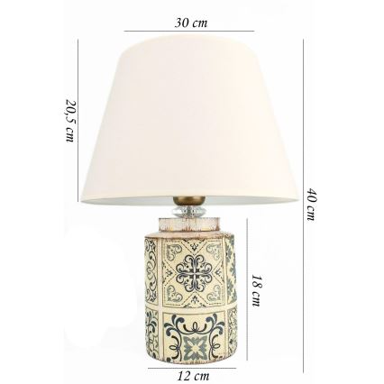 Candeeiro de mesa RAMZES 1xE27/40W/230V branco